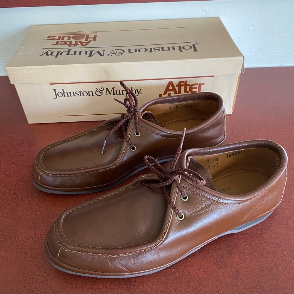 Johnston & Murphy Wanderer Moccasins 9N Dark Brown Leather Shoes